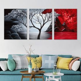 Gradient Tree Three-piece Painting Frameless Canvas Painting Painting Core (Option: 40 X60cm3 Pieces)